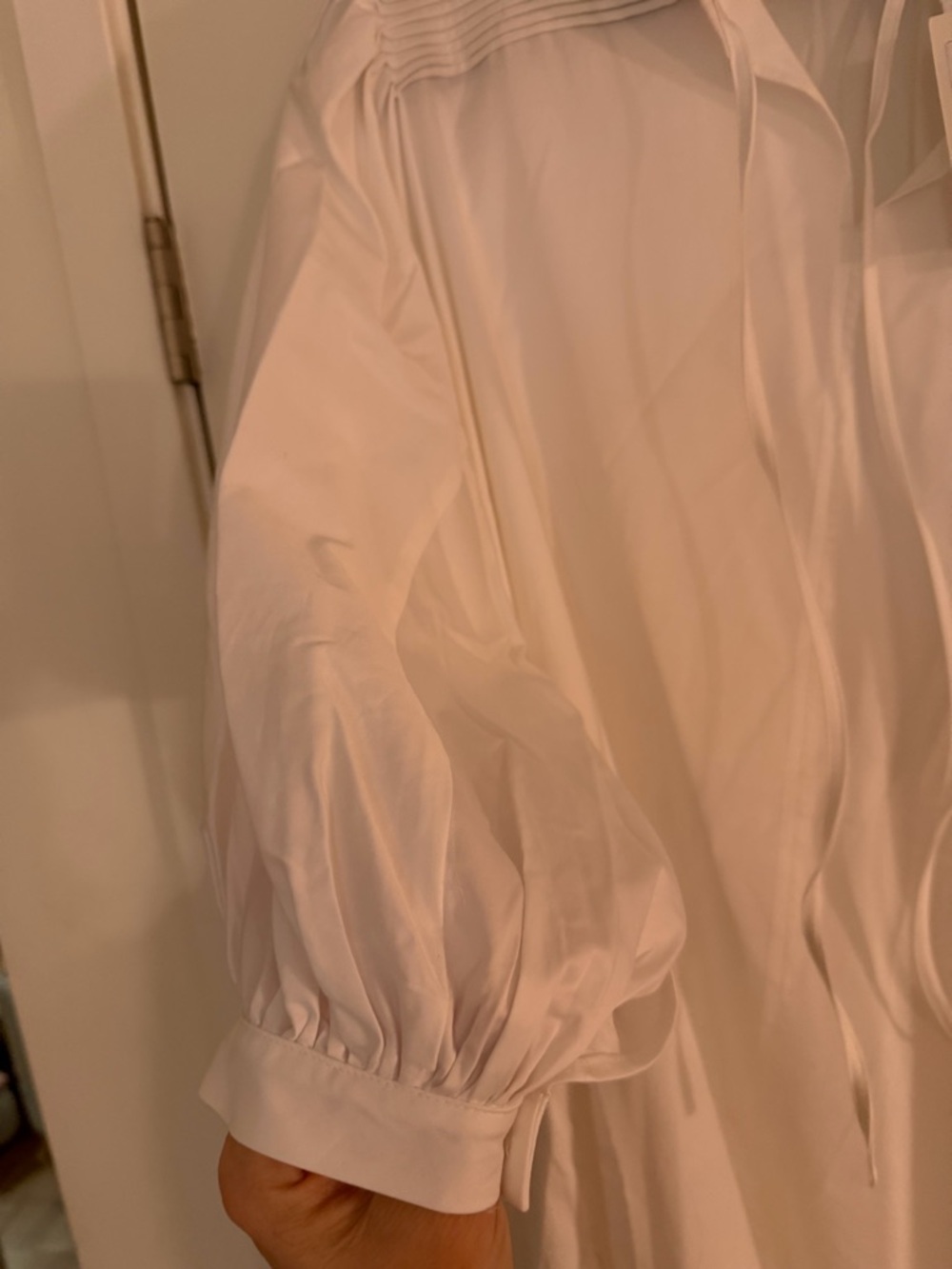COS White Pintuck Yoke Tie-Front Mini Dress - Picture 5 of 8